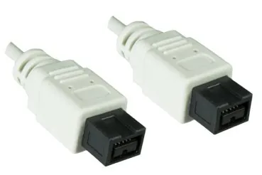 DINIC FireWire 800 Kabel 9 polig Stecker auf Stecker, Anschlusskabel, weiß, 1m
